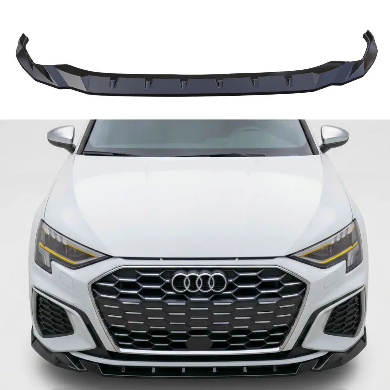 Audi A3 & S3 Front Splitter — S-Line Sedan 8Y (2020–2024) Gloss Black