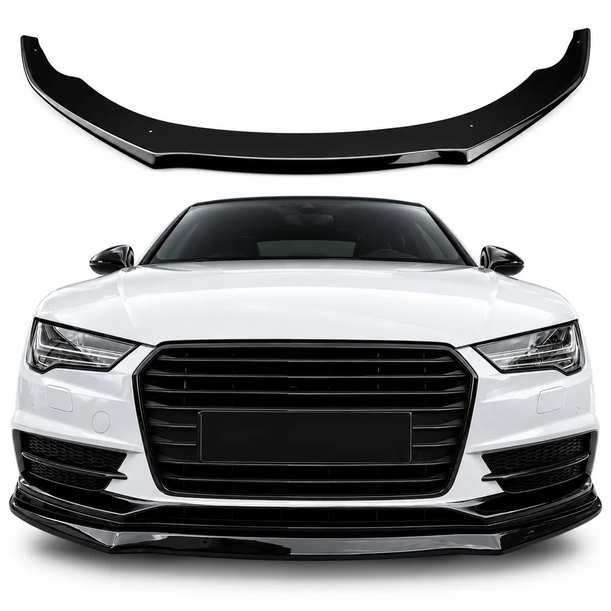 Audi A7 S-Line & S7 Front Splitter — C7 Facelift 2014–2017 Gloss Black