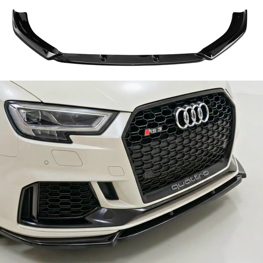 Audi RS3 Front Splitter — 8V Facelift Sportback & Sedan (2017–2020) Gloss Black