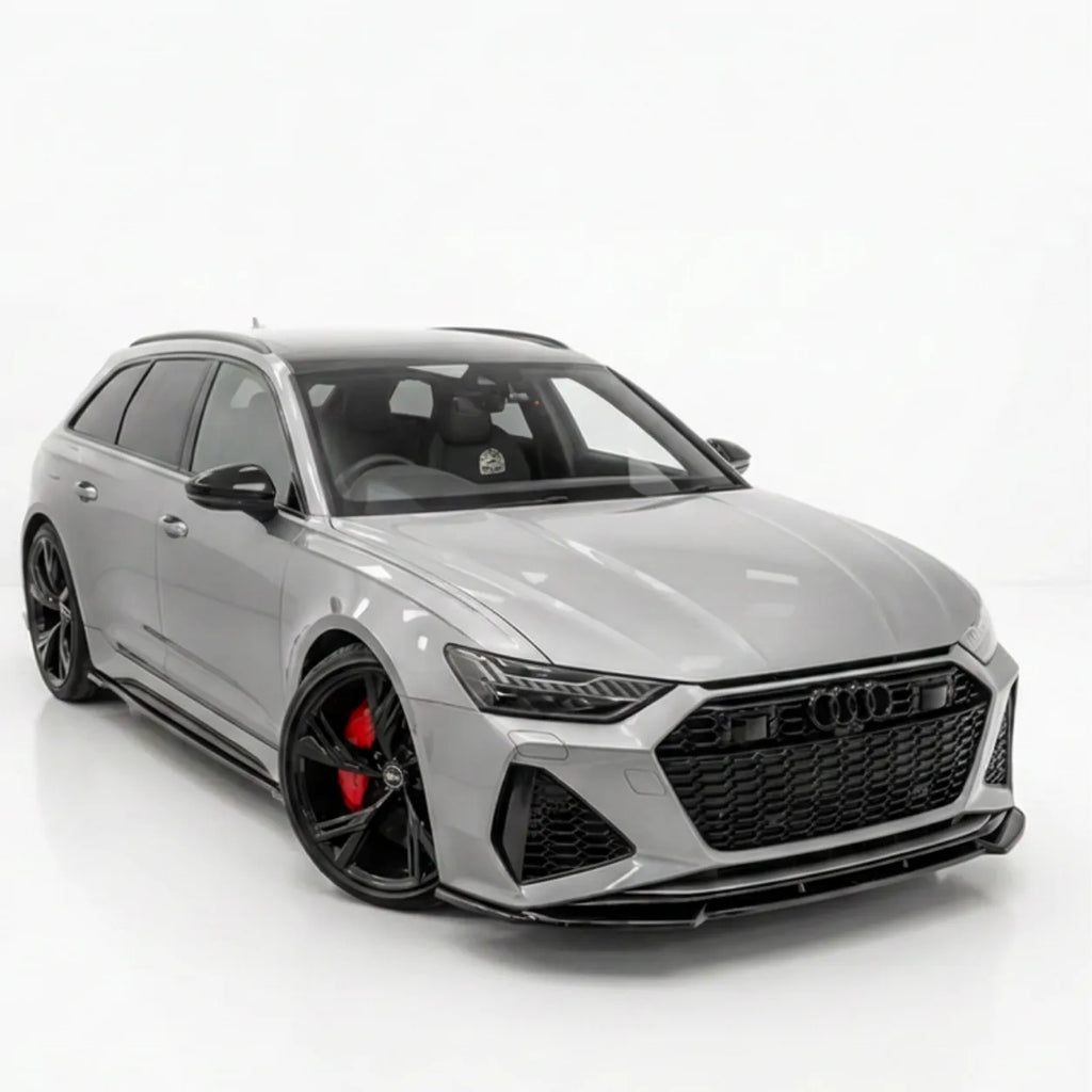 Audi RS6 C8 Front Splitter — 2019+ Gloss Black