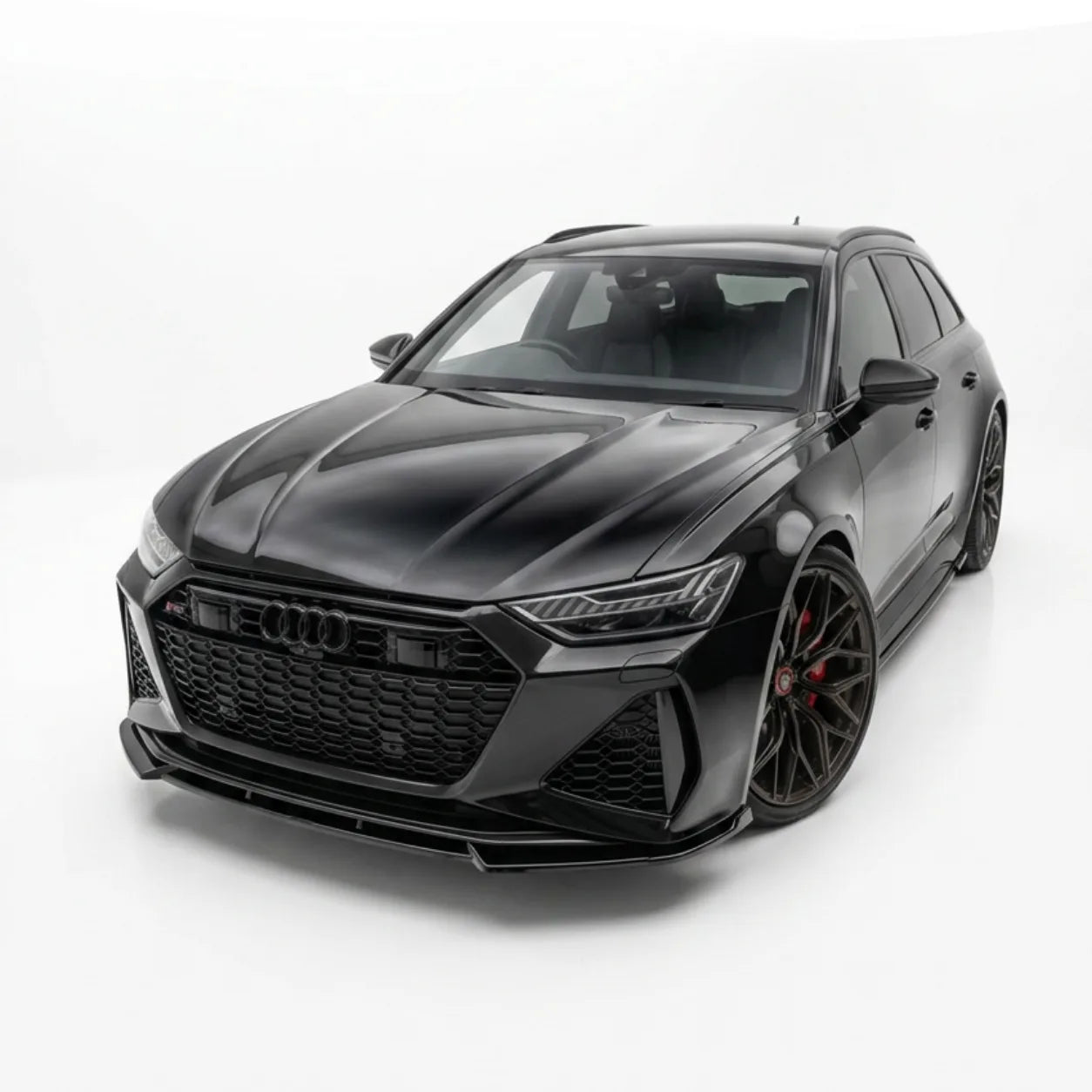 Audi RS6 C8 Front Splitter — 2019+ Gloss Black