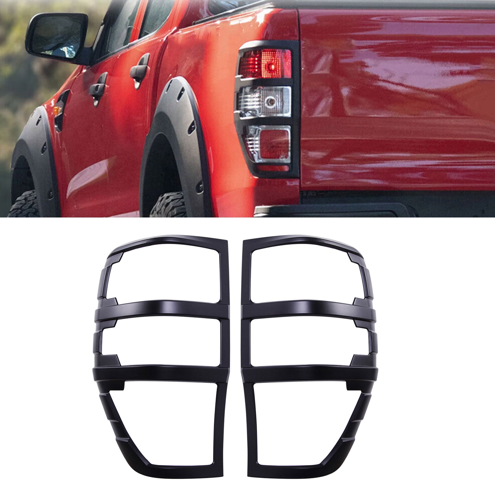 Ford Ranger Rear Tail Light Covers (Pair) — T6 T7 T8 2012–2022 Matte Black