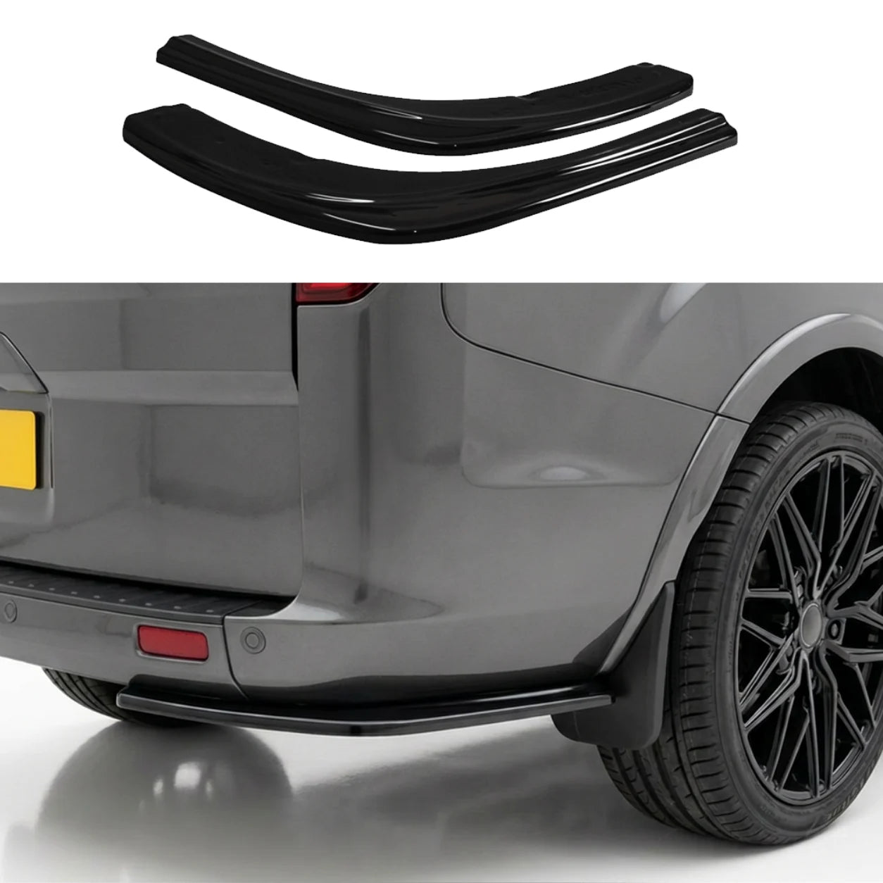 Ford Transit Custom Rear Side Splitters (2pcs) — Mk1 2012–2022 Gloss Black