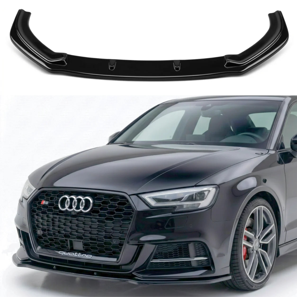 Front Splitter for Audi S3 / A3 S-Line 8V Facelift (Hatchback & Sportback) — Gloss Black
