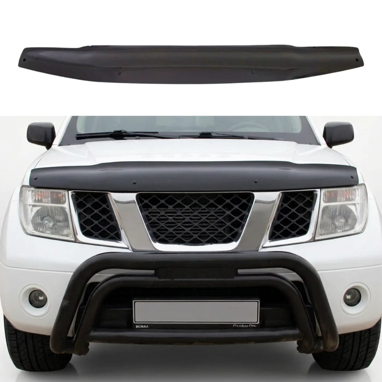 Nissan Navara D40 Bonnet Protector — 2005–2010 Gloss Black