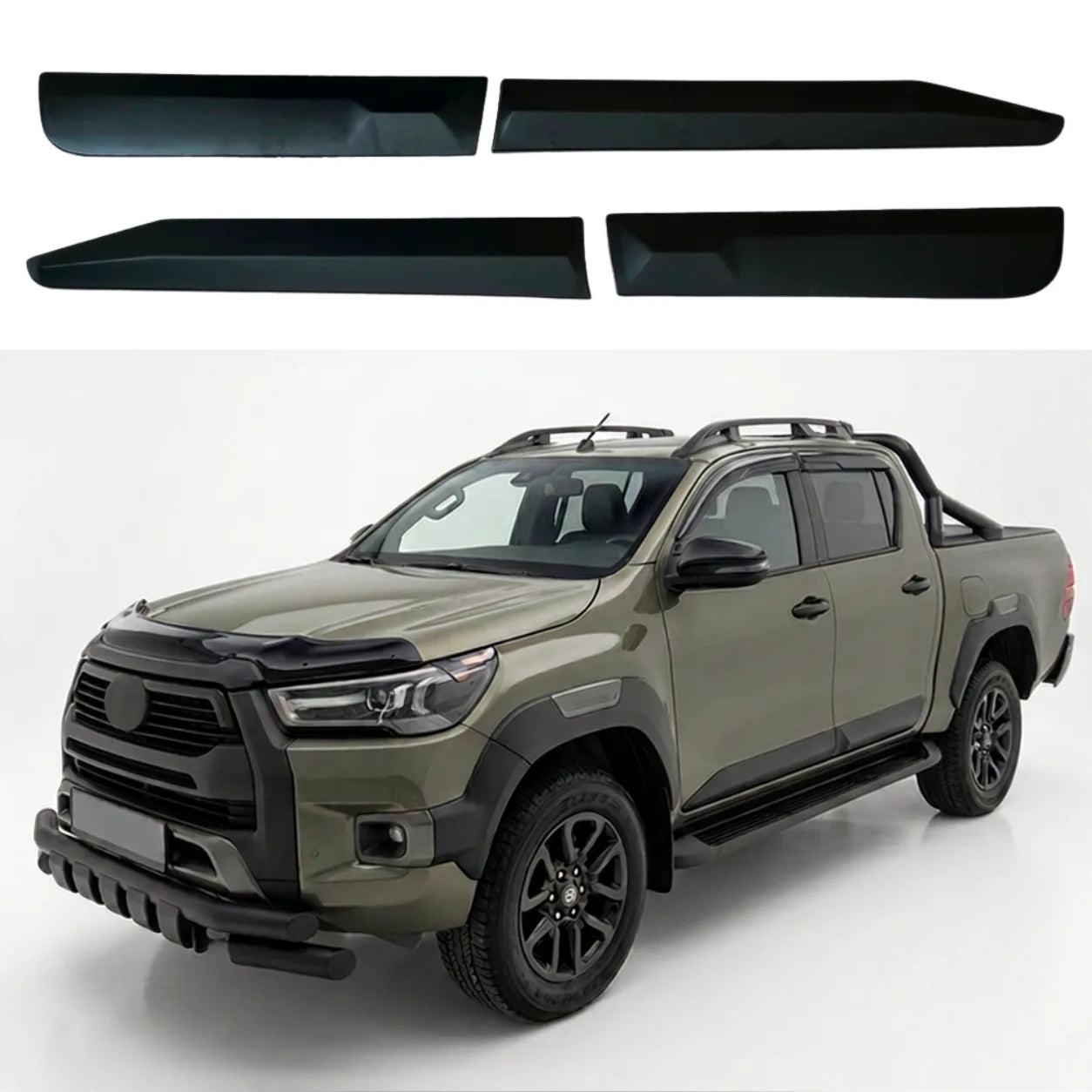 Toyota Hilux Body Cladding (4pcs) — 8th Gen 2015+ Matte Black