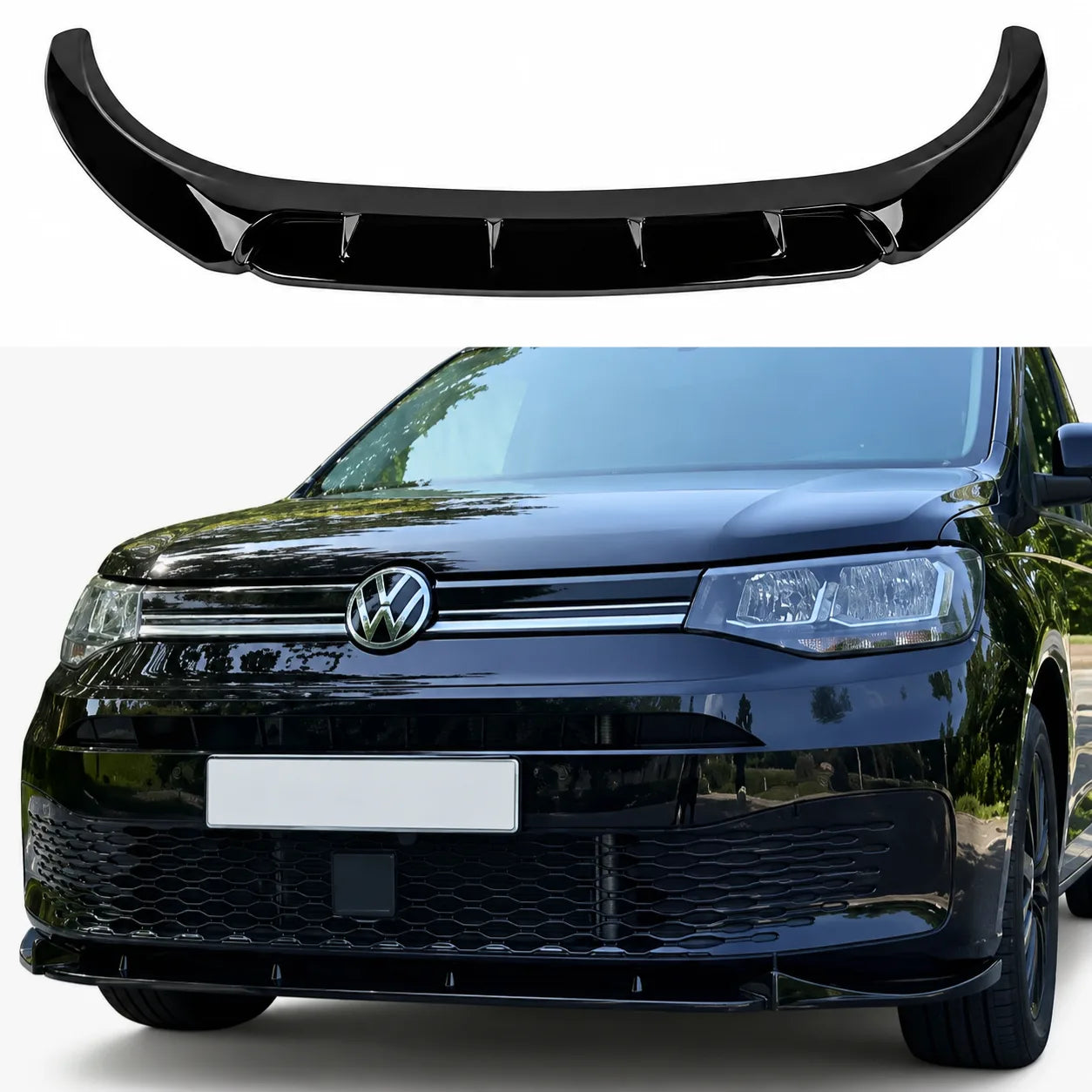 VW Caddy MK5 Front Splitter — 2021+ Gloss Black