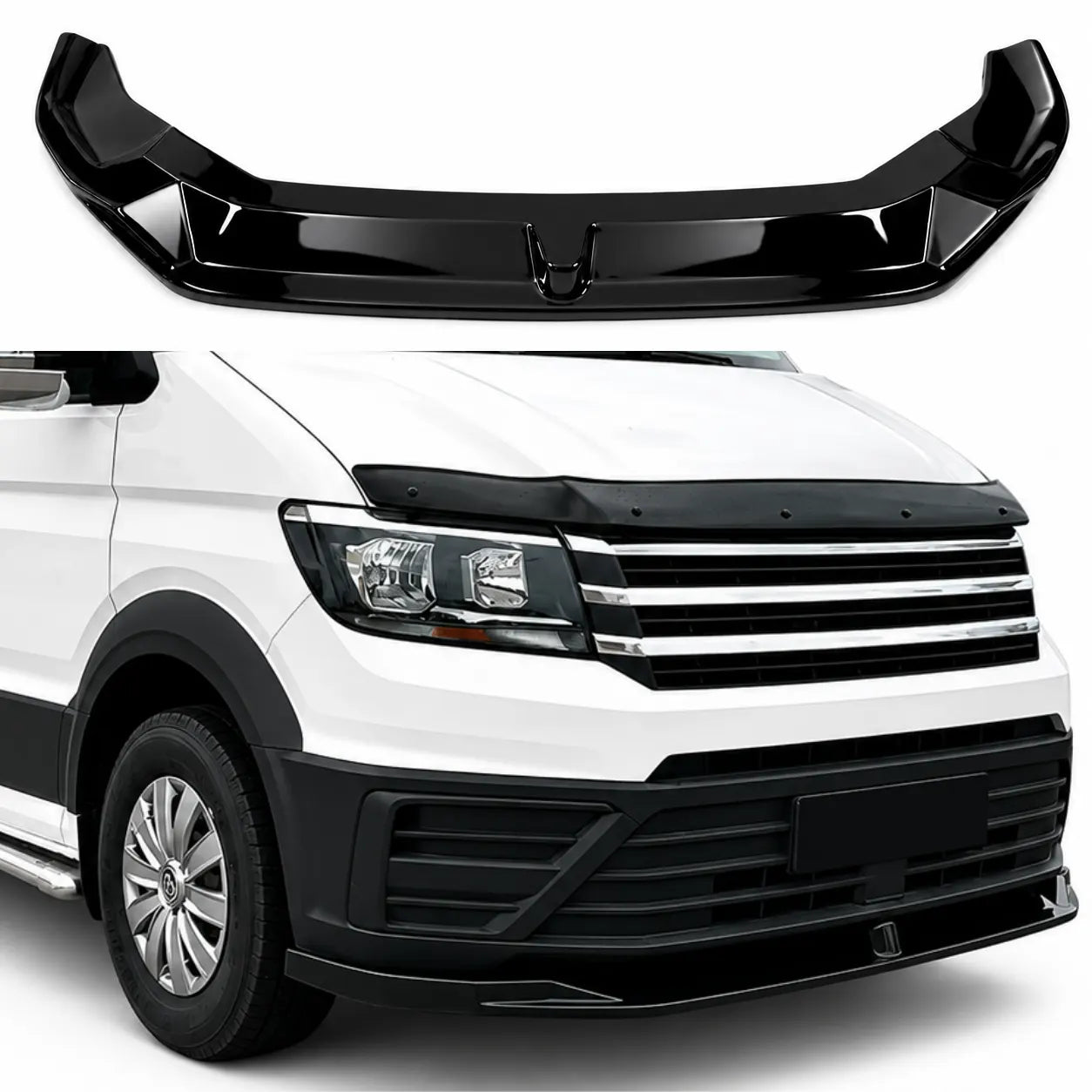VW Crafter MK2 & MAN TGE Front Splitter — Pre-Facelift 2017+ Gloss Black